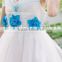2016 New Style Beautiful Girl Blue Flower Dress Boutique Sleeveless Princess Dresses Elegant lace Tutu Dress