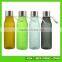 600ml Frosted plastic glass water bottle with silicone sleeve