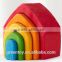 Rainbow Colored House Wooden Nesting Puzzle Building Blocks