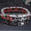 Motorcycle Bike Chain Bangle Design Stainless Steel Silver Red Plated Unisex Bracelet
