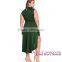 Women Green Mock Neck Sleeveless satin latest net dress designs