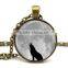 Howling Wolf with Real Full Moon--DIY special antique bronze 2.5cm round,18inch chain art photo glass dome pendant necklace