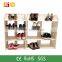 Modern french style wood shoe rack display shelf with fashion hollow out carving