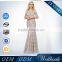 Sexy Backless Hole Waist Illusion Beaded Mermaid Muslim Long Sleeve Chiffon Maxi Dress