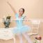 kids short sleeve dancewear,girl ballet TUTU, blue pink mesh overlay ballet skirt