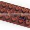 Wholesale 15-cavity silicone heart chocolate candy mould trays