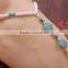 Gemstone Turquoise Beads Pearl Barefoot beach sandals Bridal diamante anklet