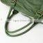 Green Genuine Leather Handle Bag Travel Kit Bag Customised Women Tote Bag