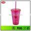 Christmas Gifts 12oz/350 ml Double Wall Wholesale Plastic Bottles With Straw
