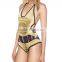BSC088 Hot open sexy girl one piece printing triangle bikini swimwear