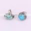 Fashion Rhinestone Free Shaped Blue Howlite Turquoise Ring Handmade Pave Crystal Jewelry Gemstone Ring