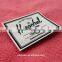 laser cut logo main woven label in apparel