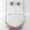 Vintage purple acrylic stone heart necklace set