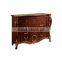 Elegant European Style Brown And Golden Hand Carved Solid Wood Dresser And Mirror(MOQ=1 SET)