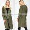 New Products 2017 Items Plus Size Shift New Fashion Chic Latest Duster Coat Knee Length Ladies Long Coats With Waistband