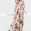 Women Clothing/women Dresses/Rose Print Cuffed Long Sleeve Belted Wrap Dress