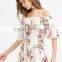 Off shoulder flower romper ladies shoulder sleeve slim sey playsuits