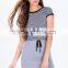 new arrival girls two color stripe t shirt custom OEM service