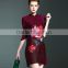 Fashion woman pleat mandarin collar Chinese dresses
