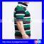 Custom 100% Cotton Dark Green Stripe Polo Neck Short Sleeve With 1/4 Collar Open