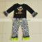 hot sale for thanksgiving day long sleeve ruffle baby girl clothing set with turkey embroider