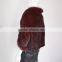 SJ468 Wine Color Mink Fur Poncho Stole with Fox Fur Collar