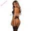 China Manufactures Latex Women Black Bustier Lingerie Set