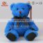 Factory price 20cm stuffed blue teddy bear embroidered plush toy with bowtie