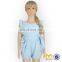 Stylish Infant Toddler Girl blue Stripe Seersucker Smocked Baby Bubble rompers
