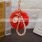 2021 Wholesale custom luxury fur ball key holder Pearl keychains pom pom bow keychain for women bag  good  quality