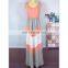 2019 Spring summer family matching clothing mommy and child long maxi dress solid stripes patchwork women dresses