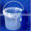 high quality food grade 2 Litre transparent plastic pail with lid and handle