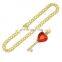 Ruby Heart Key Pendant Necklace 20