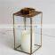 Set of 2 Metal Copper Brass Glass Gold Floor Landscape Square LED Lamp Antique candle Lantern