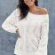 Long sleeve off-shoulder loose pullover sweater