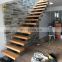 Modern solid wooden treads steps stairs straight staircase design