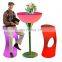 16 color changing modern illuminated waterproof remote control wireless outdoor furniture luxury led bar table chair