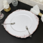 Hot Selling 13 inch Rose Gold Rim White Plastic Charger Plates for Wedding Party Christmas Decor