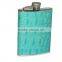 6oz Logo Customzied Metal PU Leather Wrapped Hip Flask