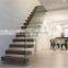 indoor American glass railings wooden float straight stairs/staircase --YUDI