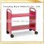 rolling book cart books cart library book trolley 3-tier wood-steel library book trolley rolling library cart