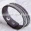 2016 Wrap Leather Bracelet With Shining Diamond And Rivet