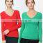 Fashion Women's Plus Size Solid Plain Long Sleeve V-neck T-Shirt OEM ODM Type Clothing Factory Manufacturer Guangzhou