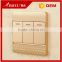 BIHU brand golden 3 gang light switch flat panel good PC material