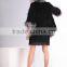 woman latest fashion rabbit coat with silver fox fur trim