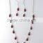 Female red teardrop shape gems necklace set
