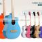 Beginner all linden maple neck laser figure in sound hole colorful acoustic guitar