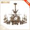 French Rococo Style Porcelain Flower Chandelier With Antique Brass/ Elegant Bronze Ceramic Pendant Lighting For Home & Hotel