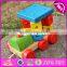 New design toddlers building blocks wooden pull train toy W05C072