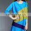 Female patchwork contrast color crinkle spring A-line dresses